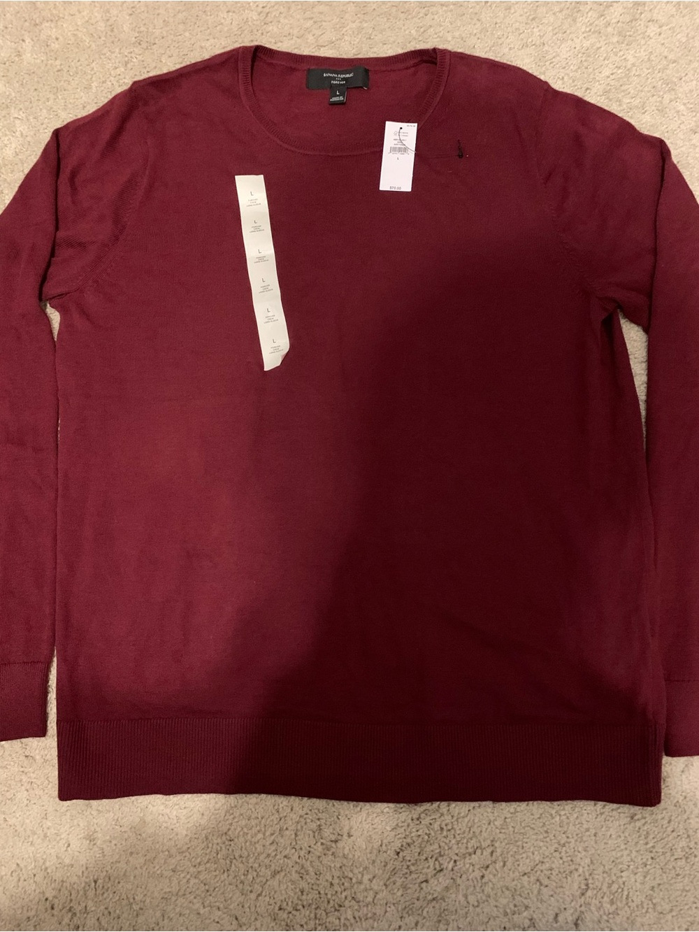 NWT Banana Republic Forever Sweater Burgundy Crewneck Fall